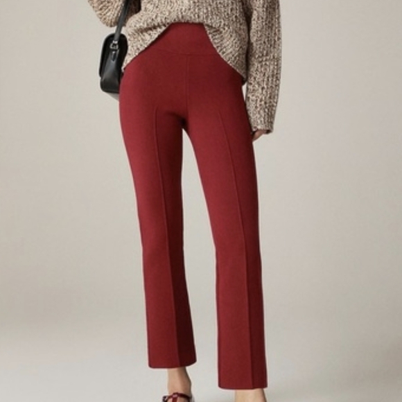 J. Crew Pants - J Crew Delaney Kick Flare Sweater Knit Crop Pants Large Petite Burgundy